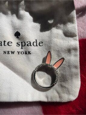 Rare Kate Spade Swarovski Crystal rabbit ears ring